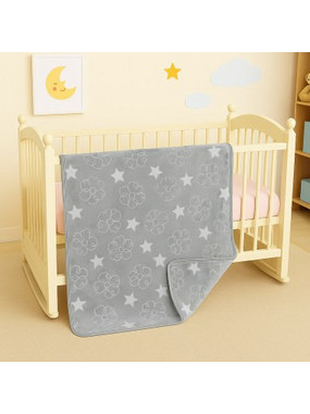 Serafino Stars Κουβέρτα Κούνιας Βελουτέ 100x130 Γκρι