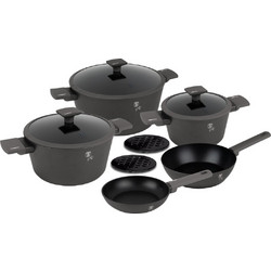 Berlinger Haus Titan Anthracite Collection Σετ Μαγειρικά Σκεύη Αλουμινίου με Αντικολλητική Επίστρωση Μαρμάρου BH-8140