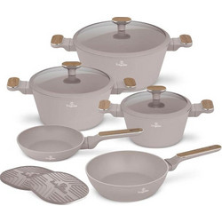 Berlinger Haus Taupe Nordic Collection Σετ Μαγειρικά Σκεύη Αλουμινίου με Αντικολλητική Επίστρωση Μαρμάρου 5τμχ BH-8343
