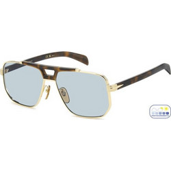 David Beckham DB7157S 0NR Ανδρικά Γυαλιά Ηλίου Aviator Κοκάλινα Ταρταρούγα Χρυσό με Μπλε Φακό