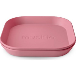 Mushie Σετ Τετράγωνα Πιάτα Dusty Rose 2τμχ