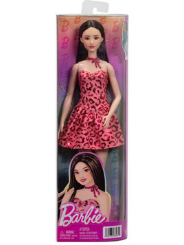 Mattel Barbie Fashionistas With Pink Leopard Print Dress & Black Hair