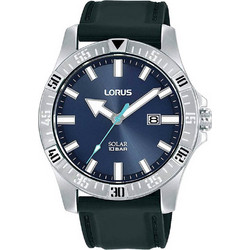 Lorus Ανδρικό Ρολόι Solar με Μαύρο Καουτσούκ Λουράκι RX383AX9