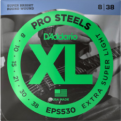 D'Addario EPS-530 Pro Steels Σετ 6 Χορδές Ηλεκτρικής Κιθάρας Stainless Steel 8-38" Extra Light Tension