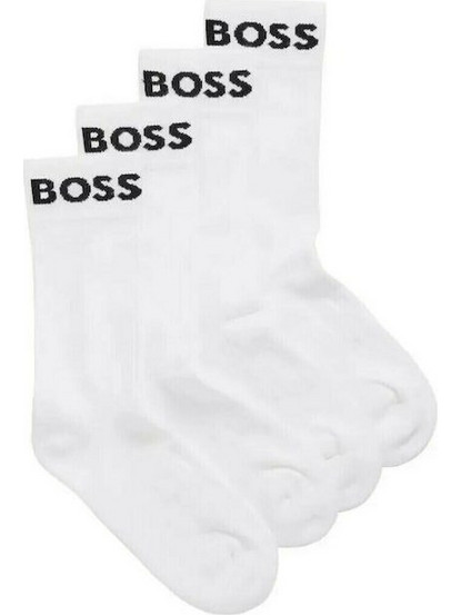 Hugo Boss Ανδρικές Κάλτσες Ψηλές Λευκές 2Pack 50469747-100