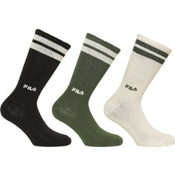 Fila Ανδρικές Κάλτσες Ψηλές Μαύρες Χακί Λευκές 3Pack F5371-246