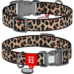 Waudog Leopard Κολάρο Σκύλου Μπεζ Μαύρο 2.5x37-58cm