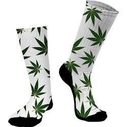Dimisocks Do You Dare Weed Ανδρικές Κάλτσες Ψηλές με Σχέδια Λευκές 70117
