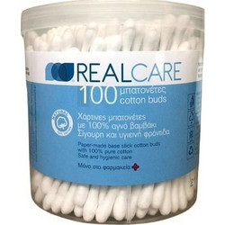 Real Care Μπατονέτες Βαμβακερές Χάρτινες 100τμχ