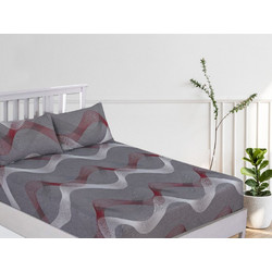 Γαρύφαλλο Σεντόνι King Size Βαμβακερό με Λάστιχο 180x200+30 Reactive One Color Triple Curves
