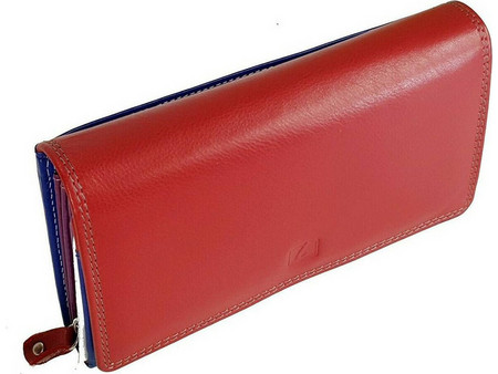 Lavor Μεγάλο Δερμάτινο Γυναικείο Πορτοφόλι RFID με Clip Κόκκινο 1-3682