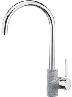 Sanitec Doppio Granite Grey Μπαταρία Κουζίνας Πάγκου Διπλής Παροχής Ανάμεικτη Γκρι