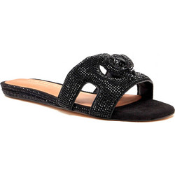 Kurt Geiger Δερμάτινα Γυναικεία Σανδάλια με Στρας Μαύρα 5611900209