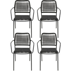 Kare Design Madagascar Καρέκλα Κήπου Μεταλλική Μαύρη 4τμχ KA-40435