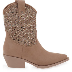 Exe Γυναικεία Μποτάκια Cowgirl Suede Μπεζ με Χοντρό Χαμηλό Τακούνι W370V71337M4