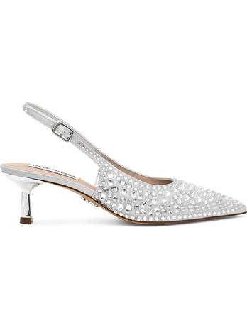 Steve Madden Korra-R Γόβες Slingback με Λεπτό Χαμηλό Τακούνι & Στρας Ασημί 11004977-04R