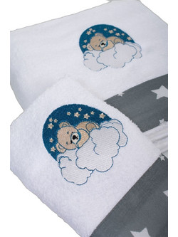 Dimcol Cloudy Bear 176 Σετ Βρεφικές Πετσέτες 2τμχ 400gr/m²