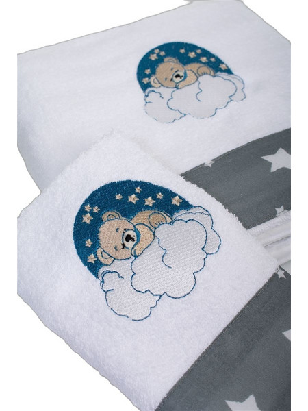 Dimcol Cloudy Bear 176 Σετ Βρεφικές Πετσέτες 2τμχ 400gr/m²