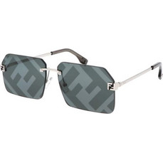Fendi FE40043U 16C Ανδρικά Γυαλιά Ηλίου Τετράγωνα Μεταλλικά Ασημί με Μαύρο Φακό