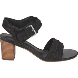 Clarks Karseahi Γυναικεία Πέδιλα Δερμάτινα Μαύρα με Χοντρό Ψηλό Τακούνι 26172359