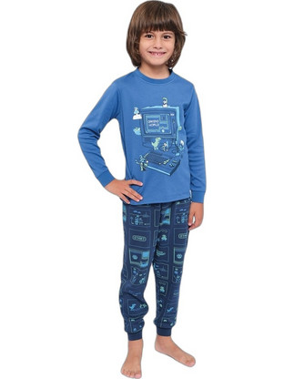 Muydemi Παιδική Πιτζάμα Συνθετική Χειμωνιάτικη Royal Blue 790107