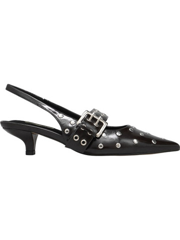 Corina Γόβες Slingback Δερμάτινες με Λεπτό Χαμηλό Τακούνι Μαύρες M5772