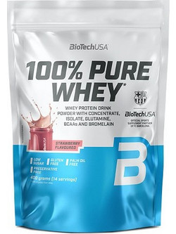Biotech USA 100% Pure Whey Strawberry Πρωτεΐνη Ορού Γάλακτος Χωρίς Γλουτένη 400gr