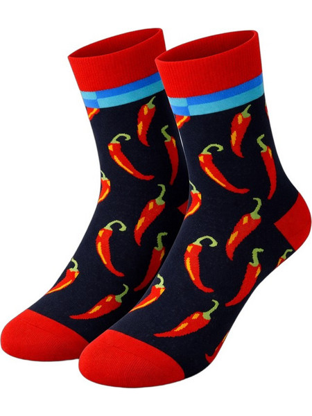 HoHo Socks Peppers Βαμβακερές Ανδρικές Κάλτσες Ψηλές με Σχέδια Μαύρες JT-0010-2