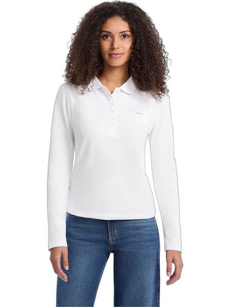 Guess Γυναικεία Μπλούζα Polo Μακρυμάνικη Λευκή W5YP34KCYR1-G011