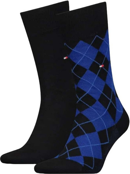 Tommy Hilfiger Ανδρικές Κάλτσες Ψηλές Μαύρες Navy Μπλε 2Pack 701225398-004