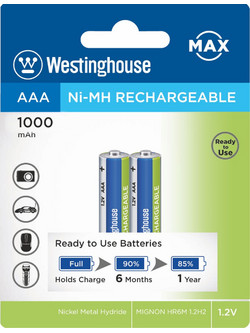 Westinghouse Rechargeable Max AAA 1000mAh 2τμχ