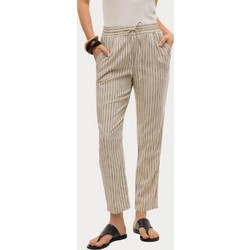 Vero Moda Ψηλόμεσο Λινό Γυναικείο Παντελόνι Relaxed Εφαρμογή με Λάστιχο Εκρού Μαύρο 10279691