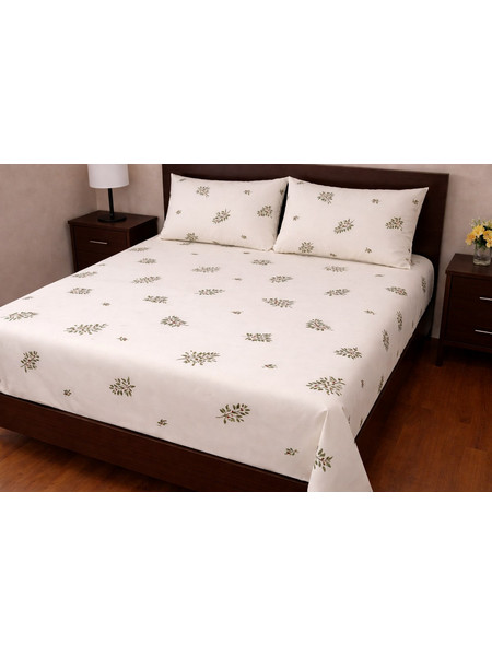 Cosmin Σετ Σεντόνια Υπέρδιπλα Φανελένια 240x270 Eldi White Flowers