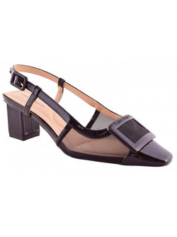 Laura Biagiotti Γόβες Slingback με Χοντρό Ψηλό Τακούνι Μαύρες 9711