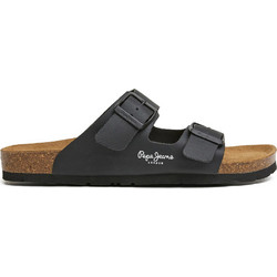 Pepe Jeans Δερμάτινα Γυναικεία Σανδάλια Μαύρα PLS90638-999