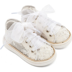 Babywalker Βαπτιστικά Sneakers για Κορίτσι Υφασμάτινα Ανατομικά Λευκά LU6129