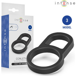 Intense Model 3 Conleth Adjustable Double Penis Ring Ελαστικό Δαχτυλίδι Πέους & Όρχεων Σιλικόνης Μαύρο