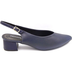 Piccadilly Ανατομικές Γόβες Slingback Δερμάτινες με Χοντρό Χαμηλό Τακούνι Navy Μπλε 779-26214
