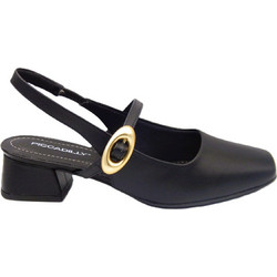 Piccadilly Ανατομικές Γόβες Slingback Δερμάτινες με Χοντρό Χαμηλό Τακούνι Μαύρες 1-779-26034-28