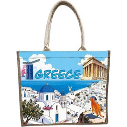 Tradesor Greece Υφασμάτινη Τσάντα Θαλάσσης Ώμου Μπλε 34x40cm 871916