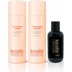 Keratin Nanocure Ultimate Smooth Σετ Θεραπείας Μαλλιών με Κερατίνη Σαμπουάν 500ml + Conditioner 500ml + Θερμοπροστατευτικό 150ml