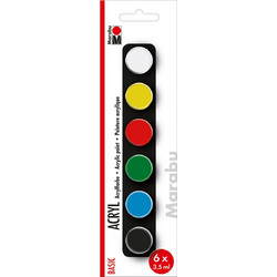 Marabu Basic Σετ Ακρυλικά Χρώματα Ζωγραφικής 3.5ml 6τμχ