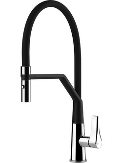 Gessi Proton 17191G-031 Μπαταρία Κουζίνας Πάγκου Διπλής Παροχής Ανάμεικτη με Εύκαμπτο Ρουξούνι Μαύρη