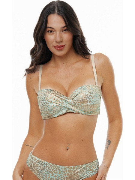 Bluepoint Wild Cat Bikini Top Strapless Animal Print Τιρκουάζ Χρυσό 26066012D-09