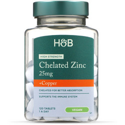 Holland & Barrett Chelated Zinc 25mg & Copper 120 Ταμπλέτες