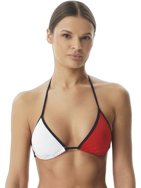 Tommy Jeans Bikini Top Τριγωνάκι Λευκό Κόκκινο UW0UW06574-C1G