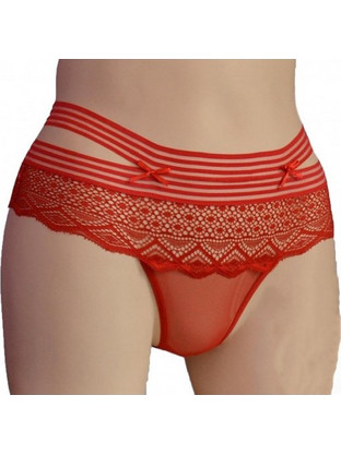 Papatya Γυναικείο Sexy String με Δαντέλα Κόκκινο 4237