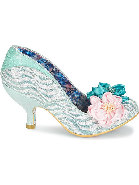 Irregular Choice Γόβες Δερμάτινες με Λεπτό Χαμηλό Τακούνι & Στρας Γαλάζιες 3009-26-A