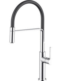 Zipponi CU525 Μπαταρία Κουζίνας Πάγκου Διπλής Παροχής Ανάμεικτη με Εύκαμπτο Ρουξούνι Inox