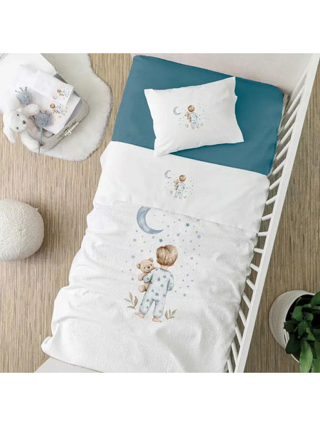 Borea Goodnight Κουβέρτα Κούνιας Πικέ 110x140 Πετρόλ